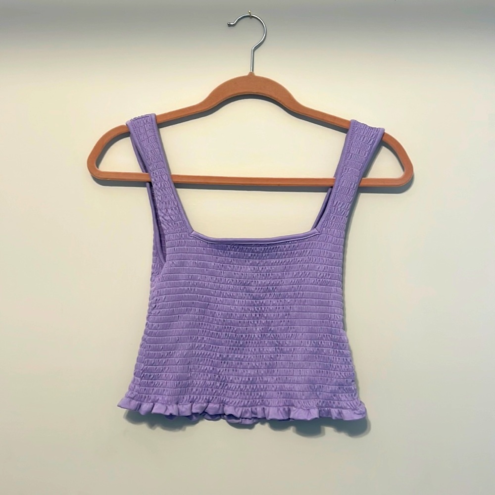 Purple tank top.